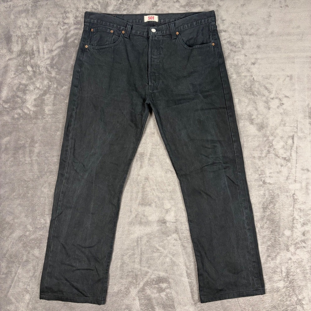 Levi's Jeans Men 38x36 Black 501 Original Straight Leg Button Fly Denim Pants